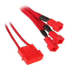 BitFenix Alchemy 20cm Molex to 3x 3-Pin 7V Adapter – Pink Sleeved